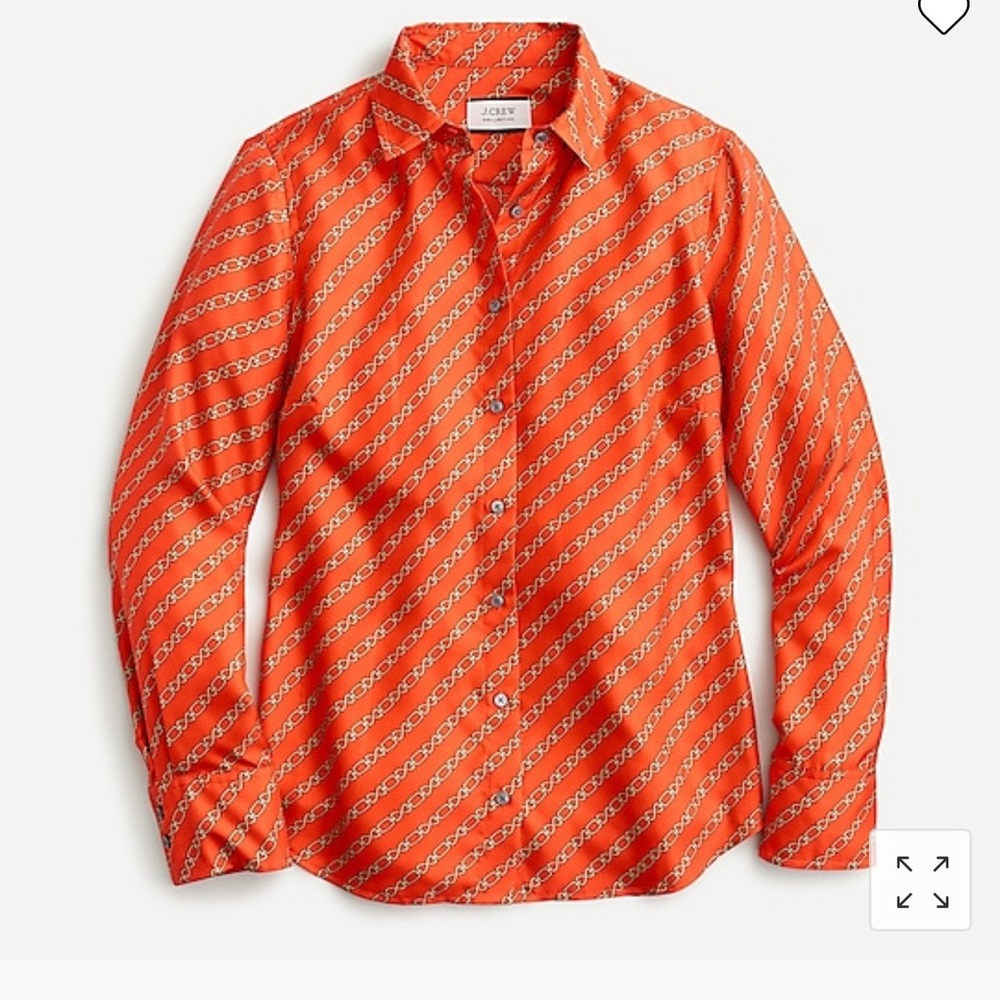 J Crew Collection silk twill shirt in red chains print - 00